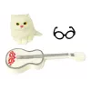 LEAN TOYS Kinderpuppe Emily mit Gitarre, Brille, langen blonden Haaren und Kätzchen