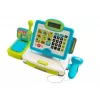 LEAN TOYS Kinder Elektronische Registrierkasse mit Korb - Blau, funktionierender Taschenrechner, Licht & Sound, 25 Zubehörteile, ab 3 Jahren