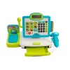 LEAN TOYS Kinder Elektronische Registrierkasse mit Korb - Blau, funktionierender Taschenrechner, Licht & Sound, 25 Zubehörteile, ab 3 Jahren