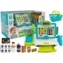 LEAN TOYS Kinder Elektronische Registrierkasse mit Korb - Blau, funktionierender Taschenrechner, Licht & Sound, 25 Zubehörteile, ab 3 Jahren