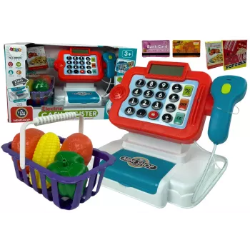 LEAN TOYS Kinder-Kassenrechner mit Gemüsekorb