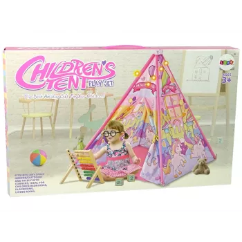 LEAN TOYS Kinder-Leuchtzelt Einhorn Ponys Pink