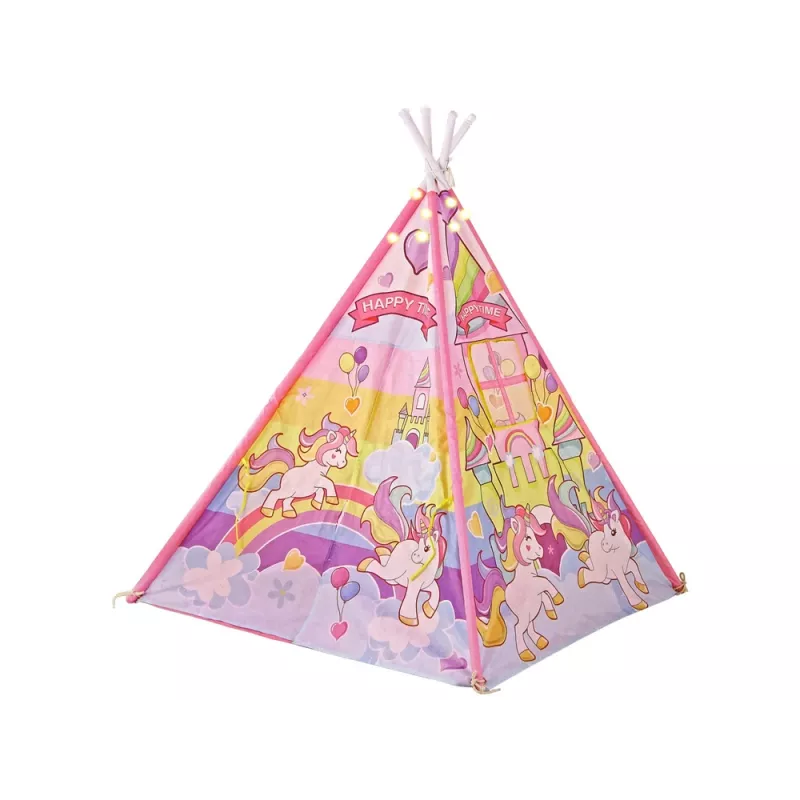 LEAN TOYS Kinder-Leuchtzelt Einhorn Ponys Pink