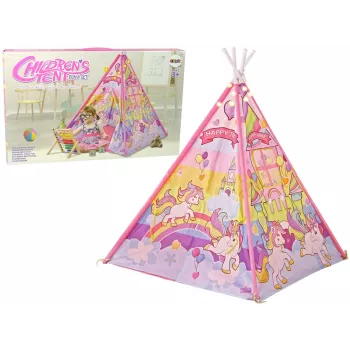 LEAN TOYS Kinder-Leuchtzelt Einhorn Ponys Pink