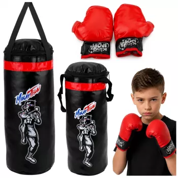LEAN TOYS Kinder-Boxsack-Set MUAY THAI Handschuhe 55x17cm M
