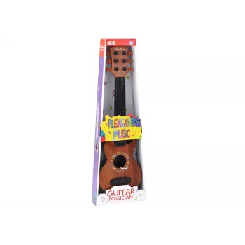 LEAN TOYS Kindergitarre mit braunem Holzfinish und Plektrum, 6 Nylonsaiten, akustisch, ab 3 Jahren