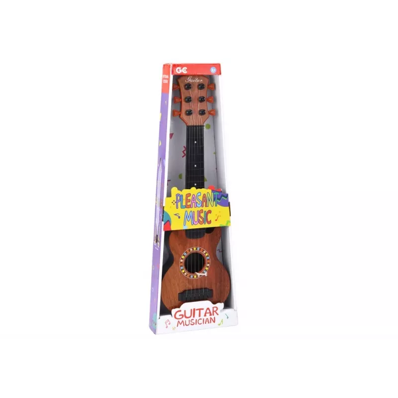LEAN TOYS Kindergitarre mit braunem Holzfinish und Plektrum, 6 Nylonsaiten, akustisch, ab 3 Jahren