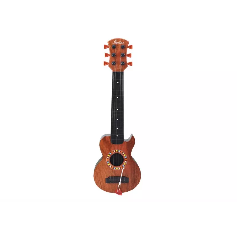 LEAN TOYS Kindergitarre mit braunem Holzfinish und Plektrum, 6 Nylonsaiten, akustisch, ab 3 Jahren