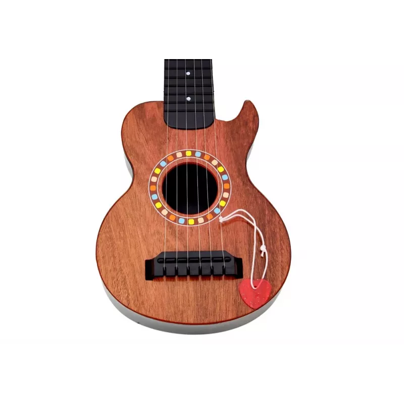 LEAN TOYS Kindergitarre mit braunem Holzfinish und Plektrum, 6 Nylonsaiten, akustisch, ab 3 Jahren