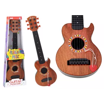 LEAN TOYS Kindergitarre mit braunem Holzfinish und Plektrum, 6 Nylonsaiten, akustisch, ab 3 Jahren