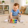 LEAN TOYS Kinder-Xylophon-Piano, buntes Musikinstrument 2-in-1 mit Schlägel