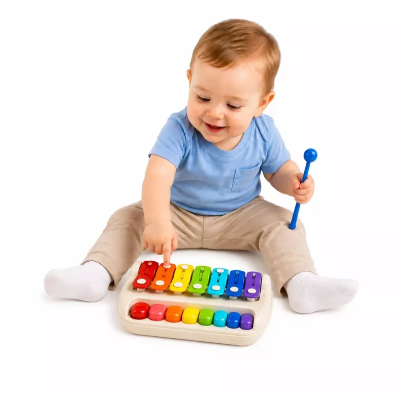 LEAN TOYS Kinder-Xylophon-Piano, buntes Musikinstrument 2-in-1 mit Schlägel