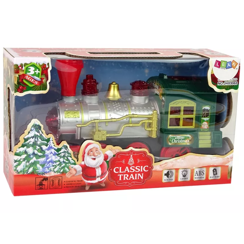LEAN TOYS Christmas Locomotive Lights Sound Green Battery Operated