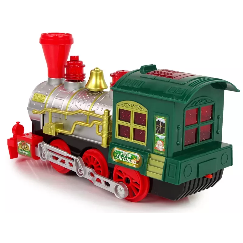 LEAN TOYS Christmas Locomotive Lights Sound Green Battery Operated