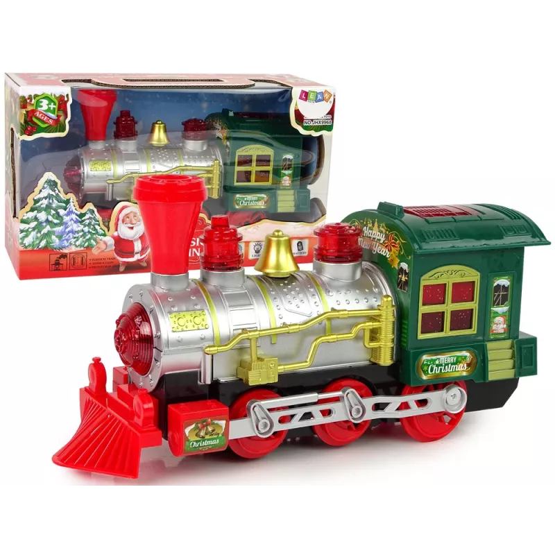 LEAN TOYS Christmas Locomotive Lights Sound Green Battery Operated