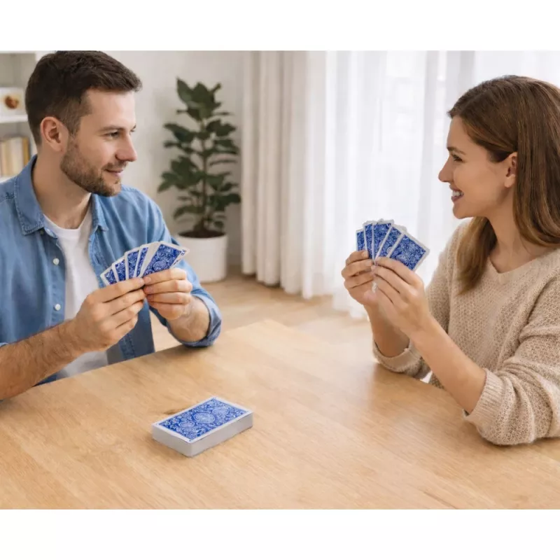 LEAN TOYS Classic Spielkarten mit Kunststoffbeschichtung Blau - Pokergröße, 54 Karten, spritzwassergeschützt
