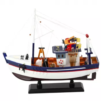 LEAN TOYS Sammlerstück Dekoratives Modell Fischerboot Schiff Ausgestattet 37x34cm