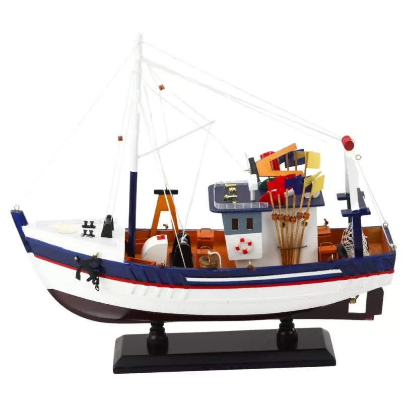 LEAN TOYS Sammlerstück Dekoratives Modell Fischerboot Schiff Ausgestattet 37x34cm