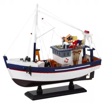 LEAN TOYS Sammlerstück Dekoratives Modell Fischerboot Schiff Ausgestattet 37x34cm