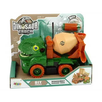 LEAN TOYS Betonmischer Dinosaurier Unwrecker grünes Zubehör