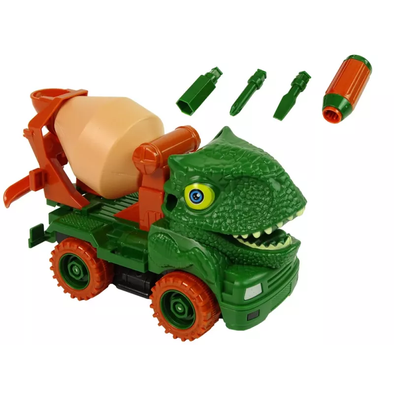 LEAN TOYS Betonmischer Dinosaurier Unwrecker grünes Zubehör