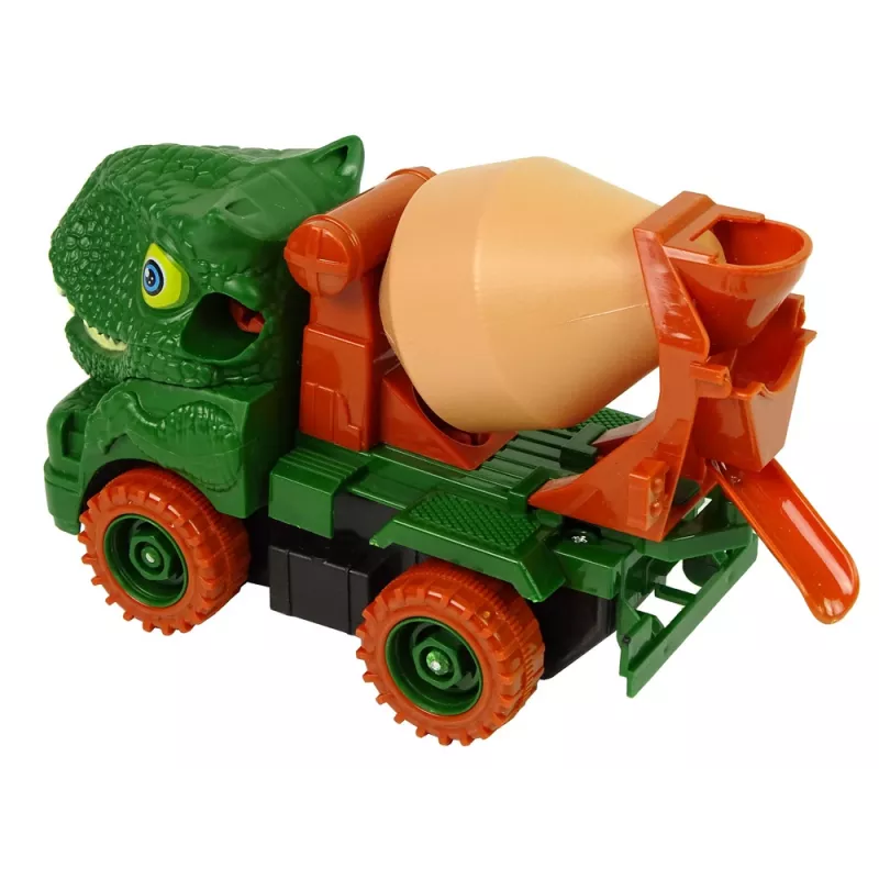 LEAN TOYS Betonmischer Dinosaurier Unwrecker grünes Zubehör
