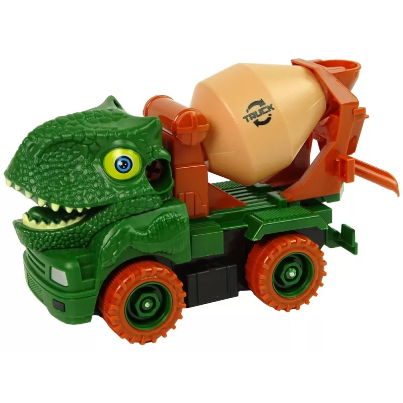 LEAN TOYS Betonmischer Dinosaurier Unwrecker grünes Zubehör