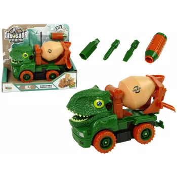 LEAN TOYS Betonmischer Dinosaurier Unwrecker grünes Zubehör