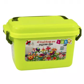 LEAN TOYS Bausteine Blumen Bunter Blumengarten im Karton 73 Stk.