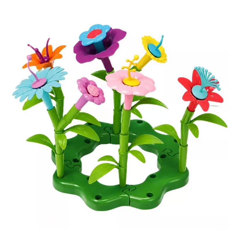 LEAN TOYS Bausteine Blumen Bunter Blumengarten im Karton 73 Stk.