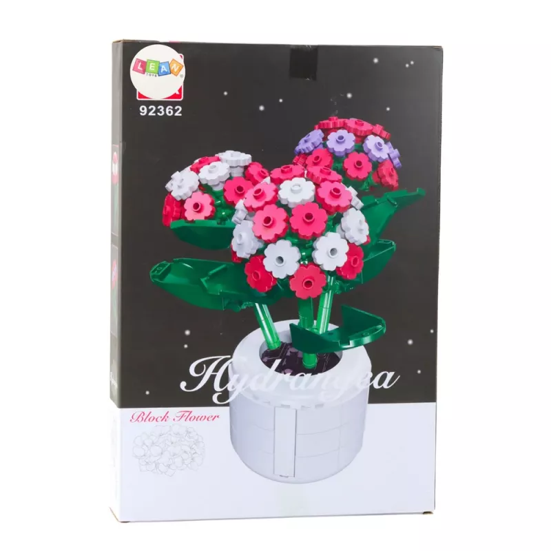 LEAN TOYS Bausteine Rosa Hortensie im Topf 342 Teile