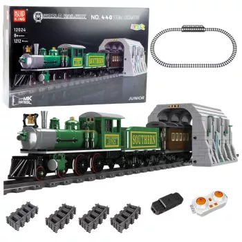 LEAN TOYS Bausteine ferngesteuerte Dampflok RC Grün 1212 Teile