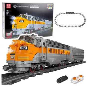 LEAN TOYS Bauklötze-Set - Grau/Gelber ferngesteuerter Zug (1.751 Teile)