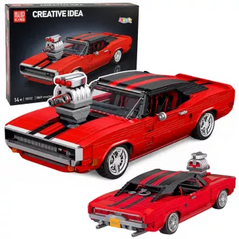 LEAN TOYS Bausteine Sportwagen Charger Rot 1869 Teile