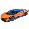 LEAN TOYS Konstruktionsbausteine Sportwagen RC – Blau und Orange (1883 Teile, 2,4 GHz, Maßstab 1:8)