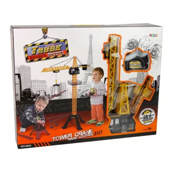 LEAN TOYS Baukran mit Fernsteuerung 90 cm hoher Eiffelturm-Bausatz