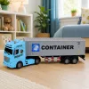 LEAN TOYS Container-LKW mit öffnenden Türen, Licht und Sound – Blau, 54 cm