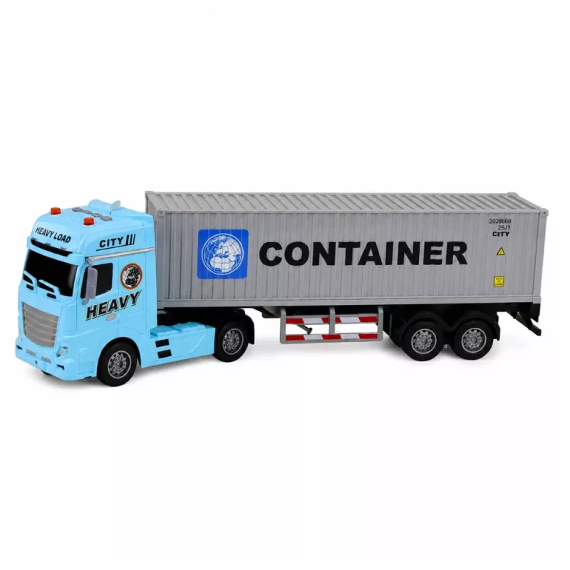 LEAN TOYS Container-LKW mit öffnenden Türen, Licht und Sound – Blau, 54 cm