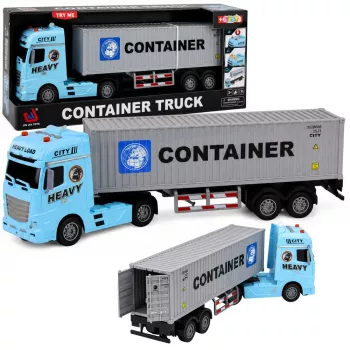 LEAN TOYS Container-LKW mit öffnenden Türen, Licht und Sound – Blau, 54 cm