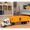 LEAN TOYS Container-LKW mit öffnenden Türen, Lichtern und Geräuschen, Gelb, 54 cm