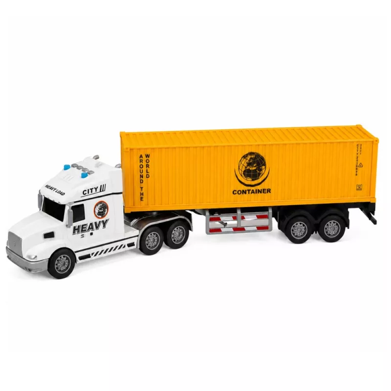 LEAN TOYS Container-LKW mit öffnenden Türen, Lichtern und Geräuschen, Gelb, 54 cm