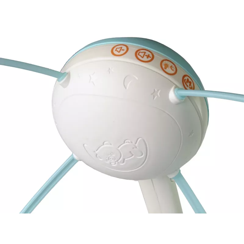 LEAN TOYS Bett-Carrousel Projektor Pilot Melodien Tiergeräusche Blau