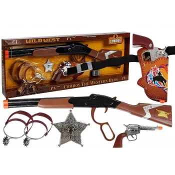 LEAN TOYS Cowboy-Set mit Unterhebelrepetierer, Colt-Revolver und Sheriff-Abzeichen