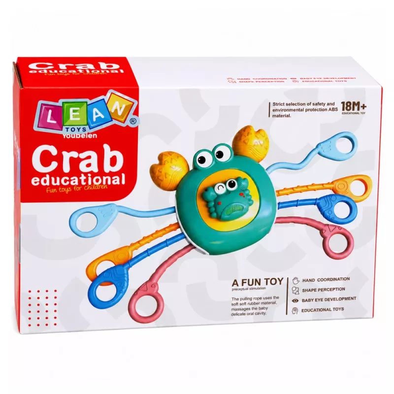 LEAN TOYS Krabben-Sensorikspielzeug für Kleinkinder Rassel Beißring Blau