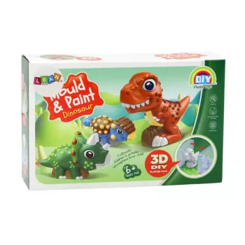 LEAN TOYS Kreatives Künstler-Set Dinosaurier 3D Gips Farben - Gießen & Bemalen 6 Dinosaurier-Figuren, 6 Formen, 6 Farben, Werkzeuge, Ab 5 Jahren