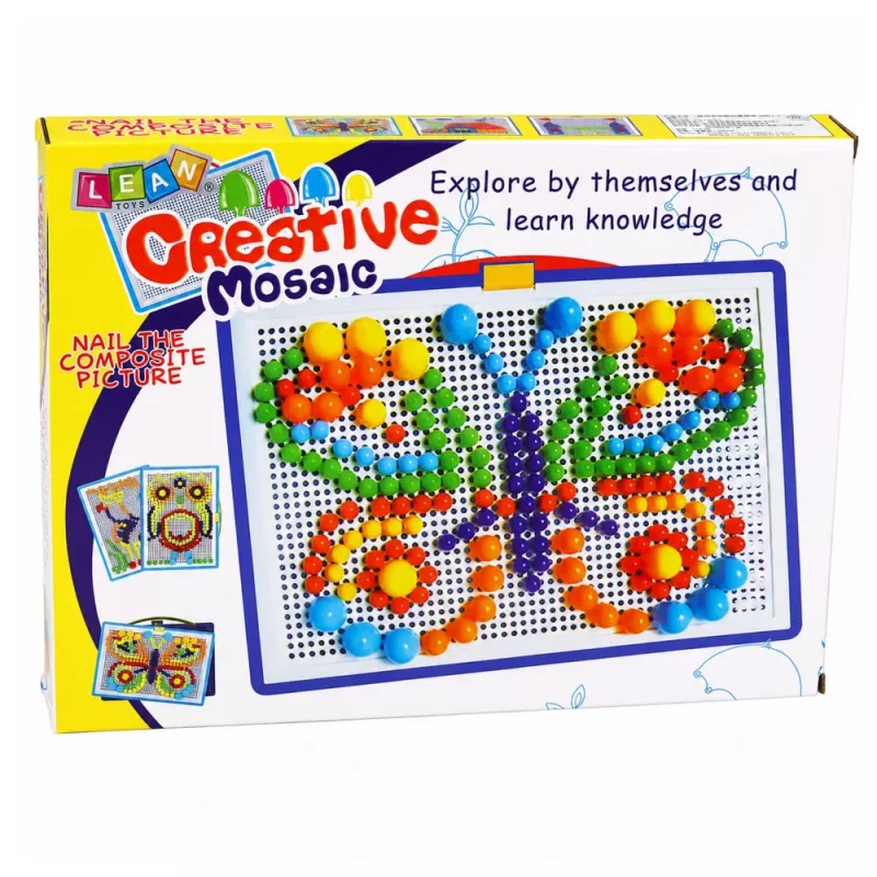 LEAN TOYS Kreativset Button-Mosaik-Puzzle Pilz-Pinnnadeln Koffer 300 Stück