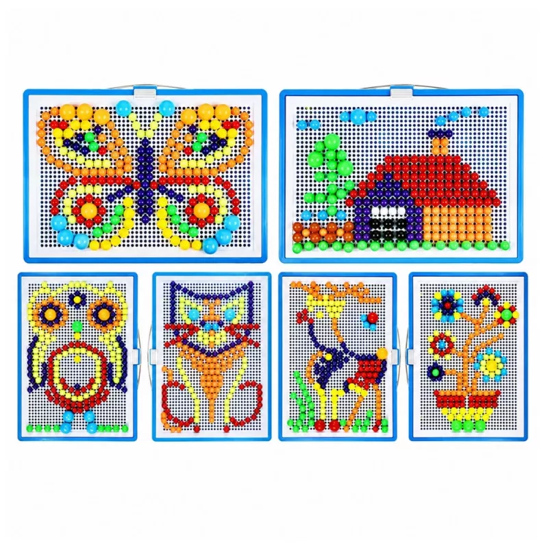 LEAN TOYS Kreativset Button-Mosaik-Puzzle Pilz-Pinnnadeln Koffer 300 Stück