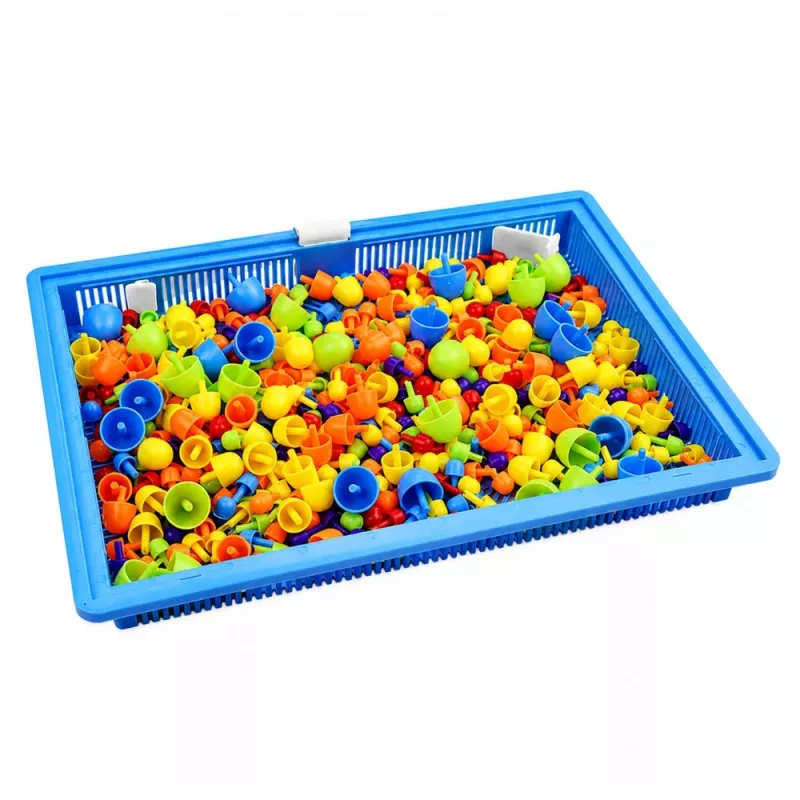 LEAN TOYS Kreativset Button-Mosaik-Puzzle Pilz-Pinnnadeln Koffer 300 Stück