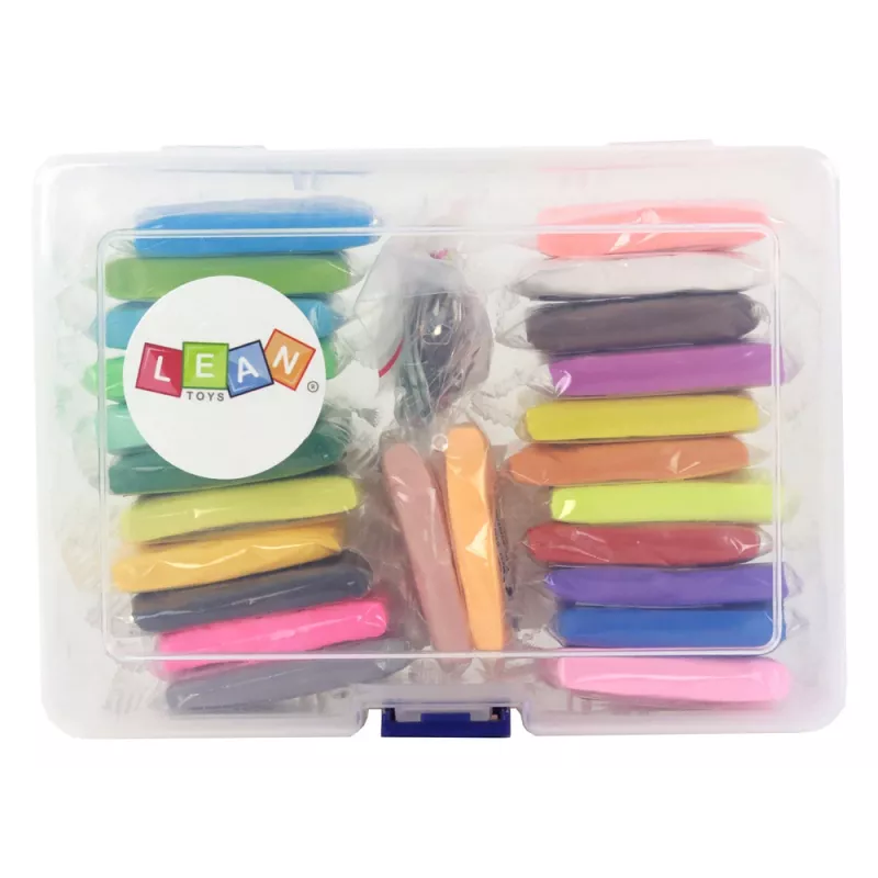 LEAN TOYS Kreativ-Set Knete Modelliermasse 24 Farben Zubehör