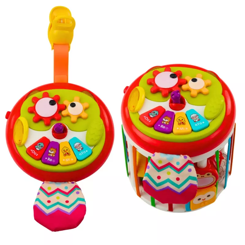 LEAN TOYS Zylinder Sensorikwürfel Interaktiver Formsortierer mit Licht und Sound - Mehrfarbig (22659)